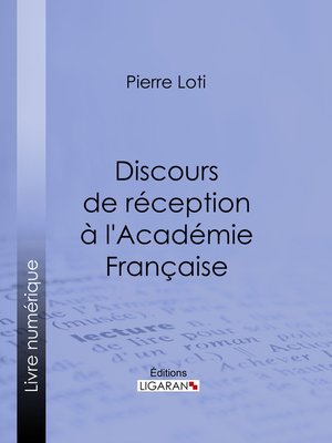 cover image of Discours de réception à l'Académie Française
